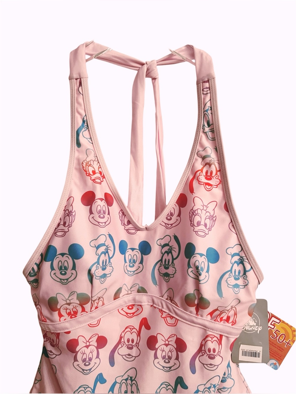 NWT! Disney Mickey And Friends Pink Multicolor One Piece Halter Swimsuit Medium - Picture 3 of 9